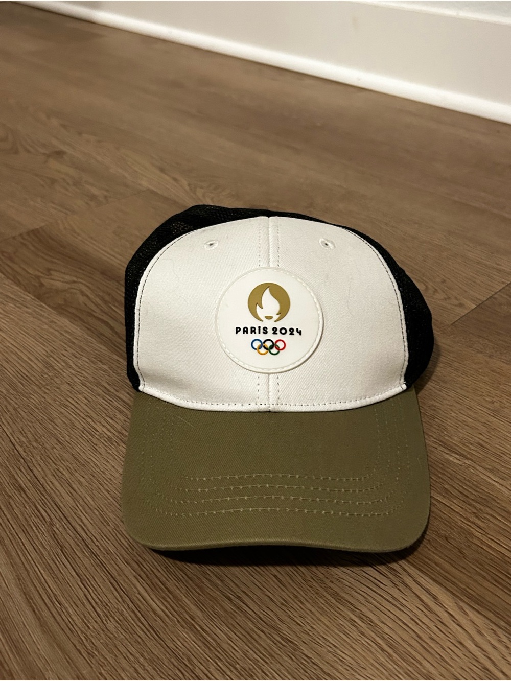 Paris 2024 Tricolor Mesh Baseball Cap - Black, White & Olive